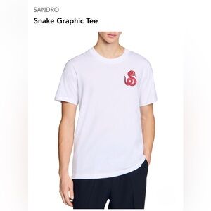Sandro White Graphic Snake Crew Neck Tee